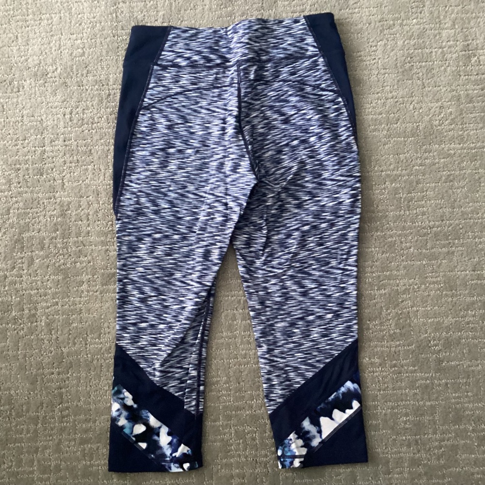 CALVIN KLEIN PERFORMANCE LEGGINGS NAVY BLUE WHITE ACTIVEWEAR SPACE DYE SZ LARGE - Picture 4 of 6